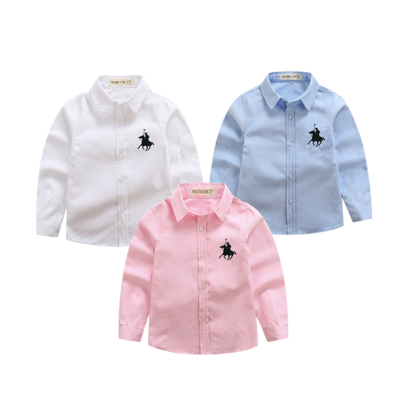 Boys' white shirt, children's white shirt, white school uniform/performance outfit, white shirt for toddlers and preschoolers, long-sleeved for spring and autumn.