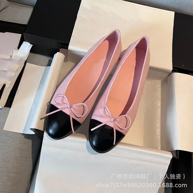 经典小香风芭蕾鞋女蝴蝶结圆头平底鞋浅口舒适百搭一脚蹬懒人鞋女|undefined