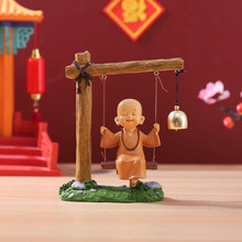 招財禅意小和尚秋千摆件客厅办公室装饰树脂工艺品开业乔迁礼品
