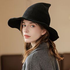 女巫帽万圣节圣诞节帽子气质型御姐风巫婆帽子魔法帽针织帽女个性