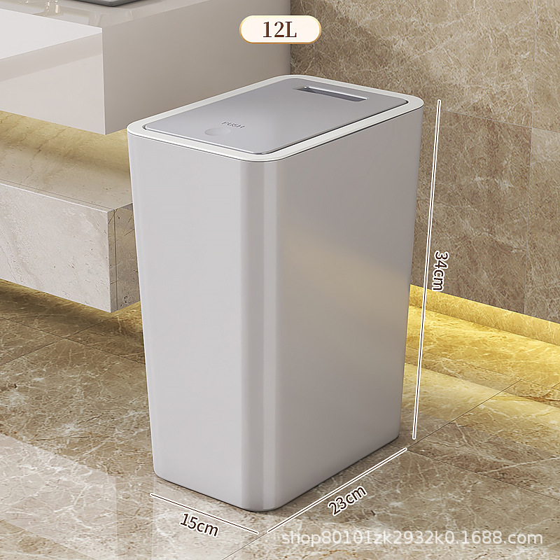 ゴミ箱蓋付き家庭用トイレトイレの狭いサイズの大容量プッシュ式弾蓋型挟みゴミ箱|undefined