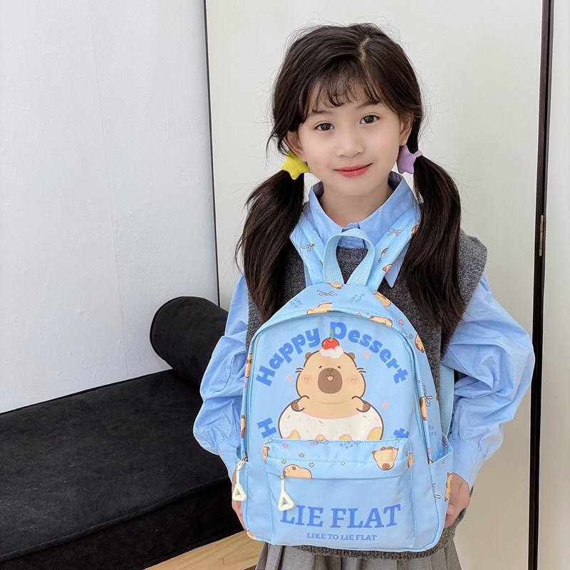 2025 nueva mochila para niños, estilo occidental, lindo Kapibala, mochila para niños y niñas, mochila de bebé impresa de moda