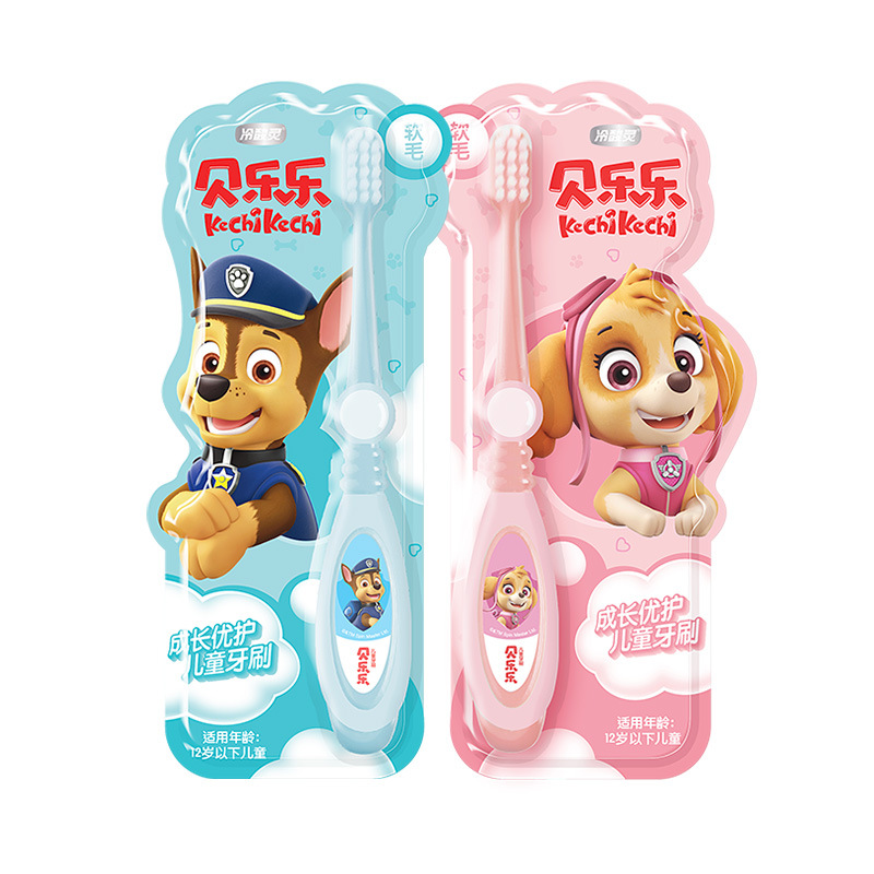 Beilele Paw Patrol Children's Toothbrush Kids 2-12 Growth Care Soft Hair Cartoon Easy to Grip Blue Pink