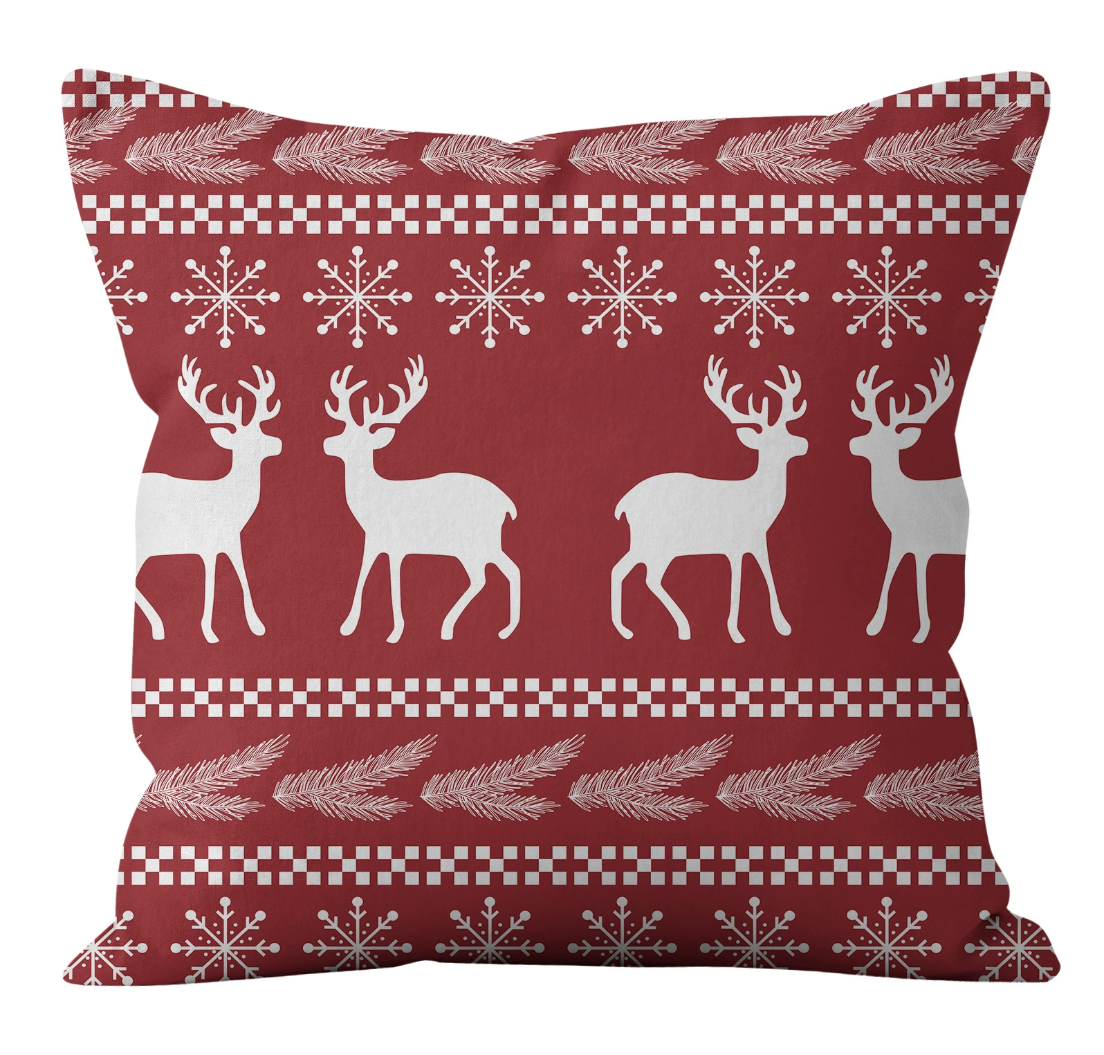 [亚马逊新款家居圣诞抱枕套红色麋鹿字母抱枕套RED TARTAN PILLOW]