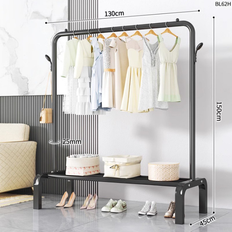 Dormitorio doméstico simple percha de ropa balcón percha de ropa varilla de secado de hierro forjado percha de secado de doble varilla piso vertical