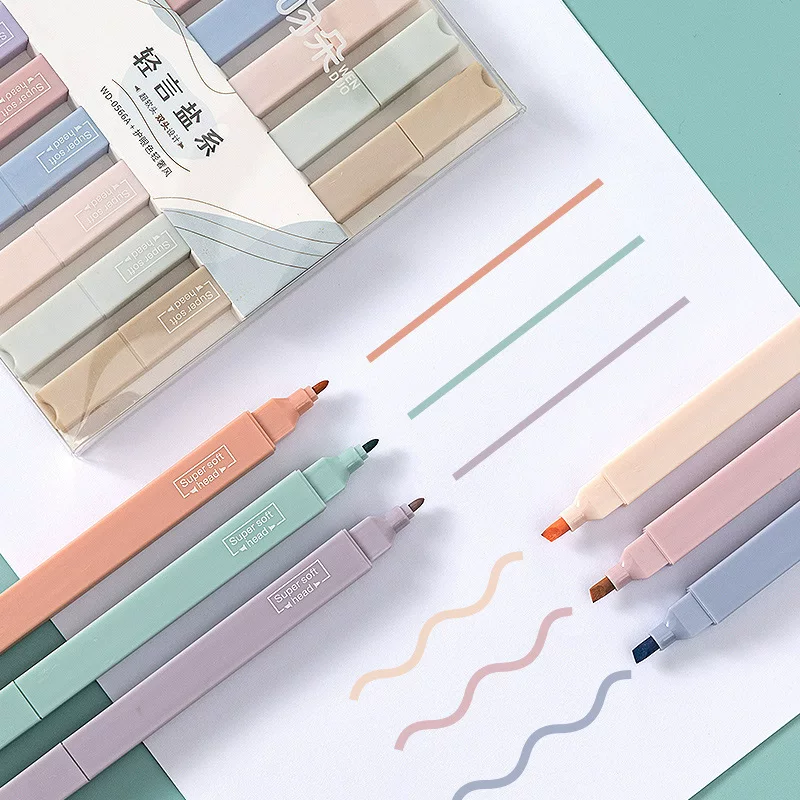 4/6PCS Kawaii Color Double Tip Highlight Pastel