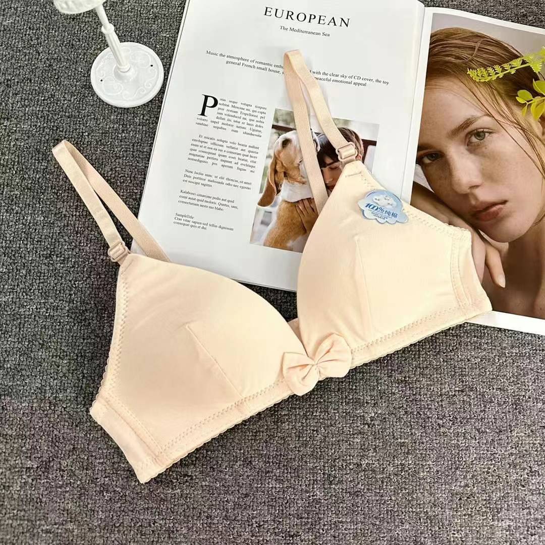 Nuevo estilo francés de alta calidad sujetador de moda de encaje jacquard transpirable ajustable cómodo tres filas de botones tipo ropa interior