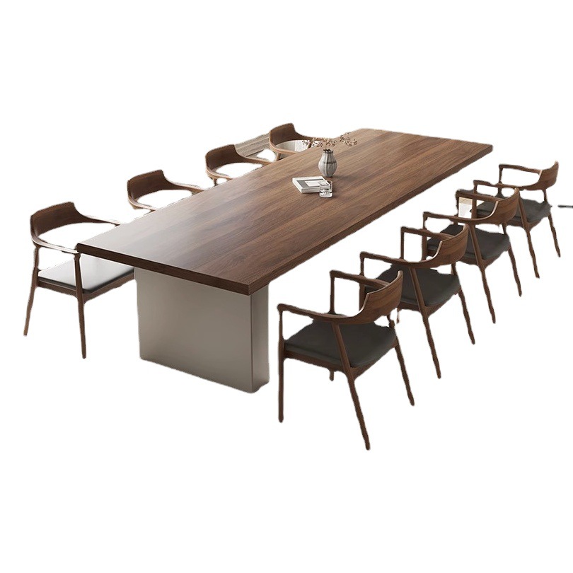 Mesas y sillas de oficina modernas de madera maciza Combinación de personal de oficina Capacitación Mesas de conferencias rectangulares para varias personas Mesas de madera simples