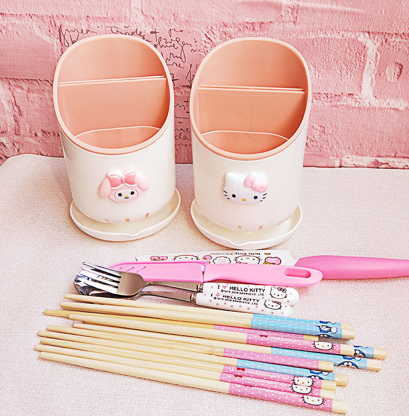 Cartoon Plastic Drip Chopsticks Holder Spoon Rack Chopstick Cage Multi-functional Kitchen Tableware Storage Rack Chopstick Tube 