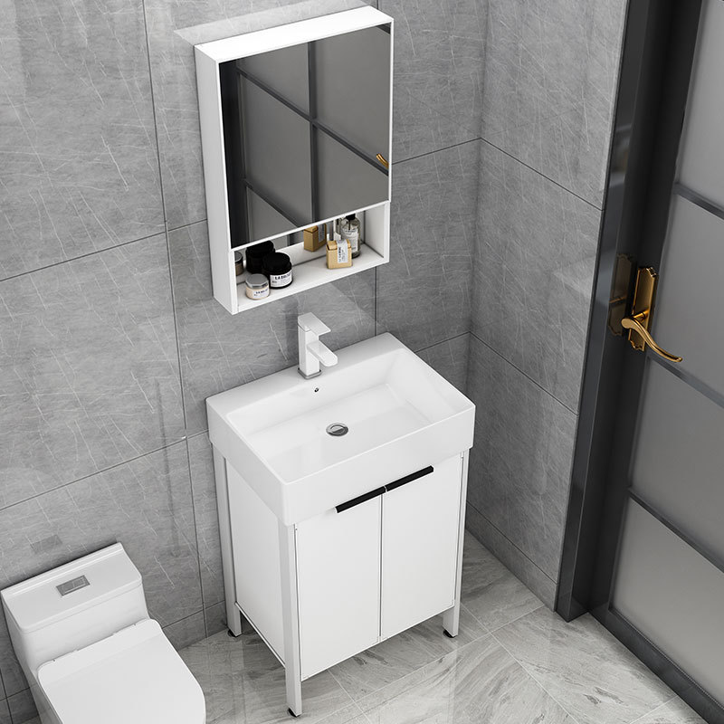 Aluminio espacio pequeño apartamento baño lavabo mueble de baño combinación suelo-pie baño lavabo mueble