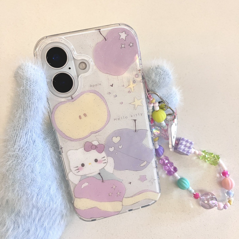 Lindo carillón de viento púrpura brillante kt Apple 16ProMax cadena 13 funda para teléfono móvil para Apple 14 mujeres 13 nuevo