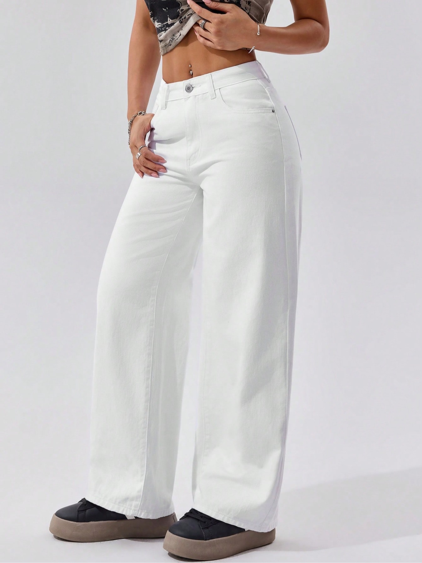 Women's Stretch Waist Straight Leg Denim Jeans - Comfortable Casual High-Rise Trousers For Everyday Wear_mkmklike.com