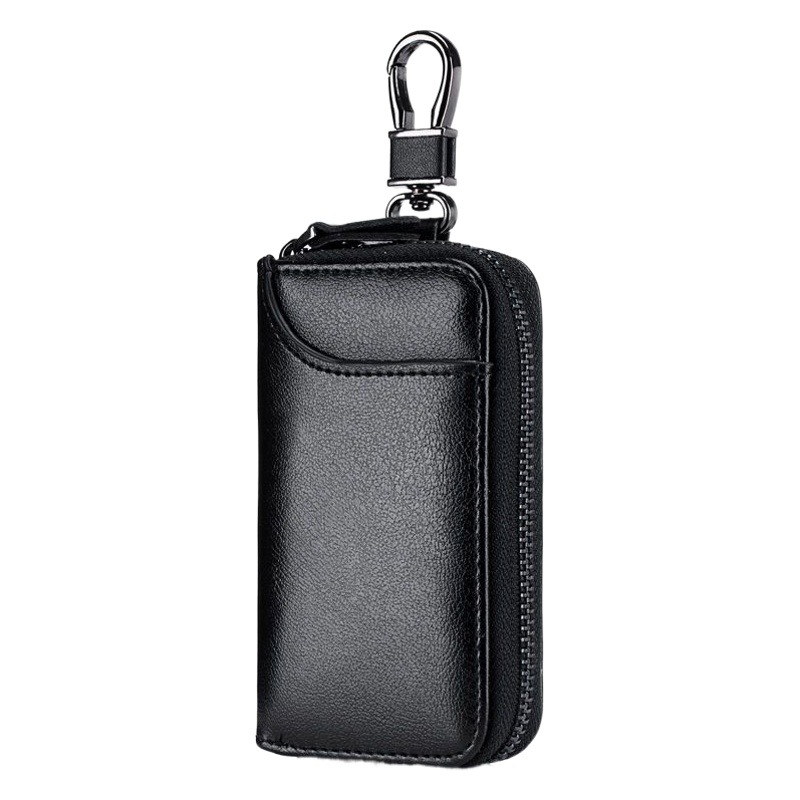 Key Bag, Key Holder for Men, Large Capacity, Leather Texture, Business and Home Use, Simple Zipper, Waist Hanging, Multifunctional Car Card Holder