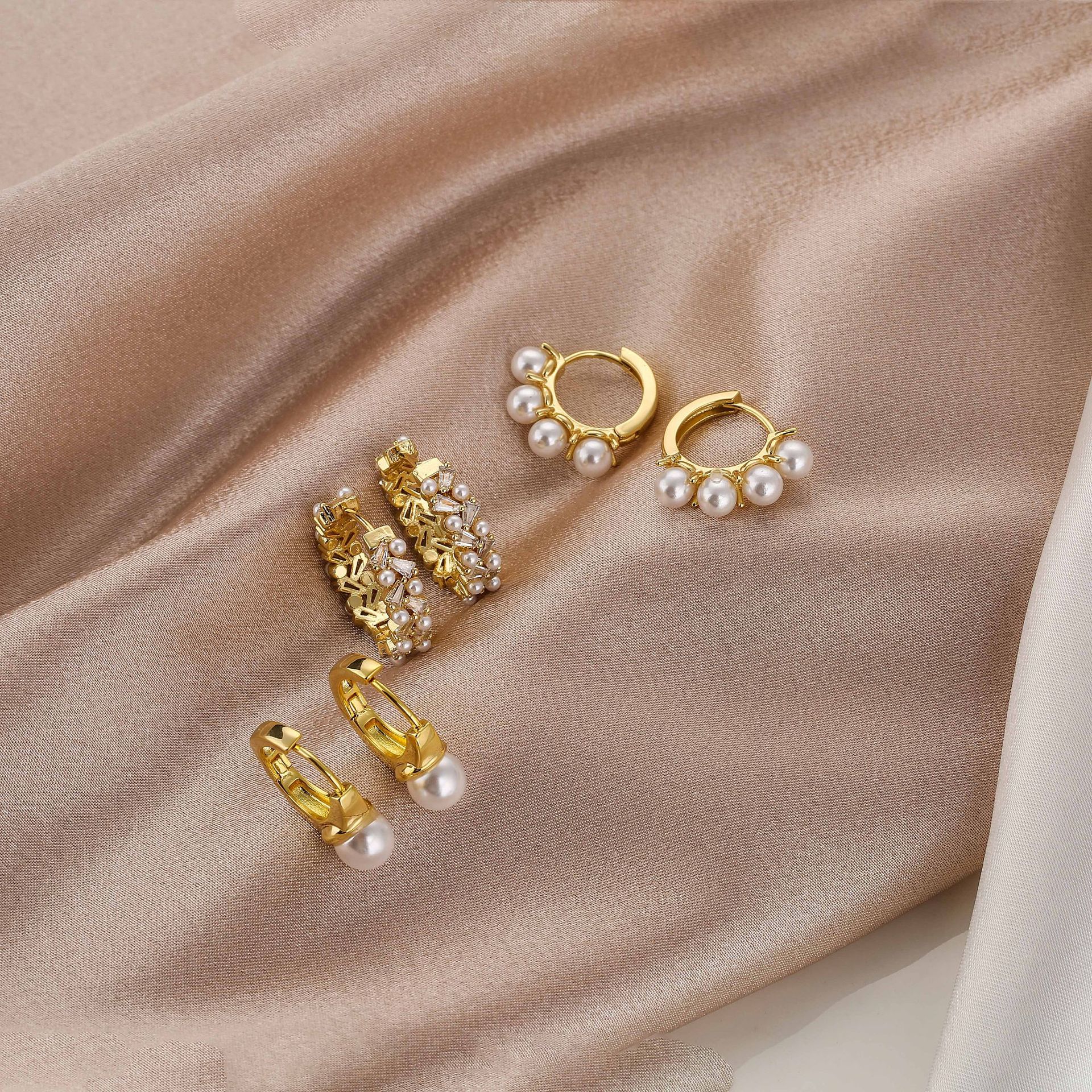 7g Weight Artificial Pearls, Zircon Inlay Material Earrings Classification 1 Pair Quantity Daily Occasion Elegant Geometric Copper Inlay Artificial Pearls Zircon Earrings 1 Pair