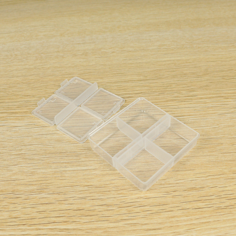Nail Art 4-Compartment Long Strip Jewelry Box, Nail Art Dried Flower Sequin Packaging Box, 4-Compartment Double-Row Individual Opening Long Strip Transparent Box