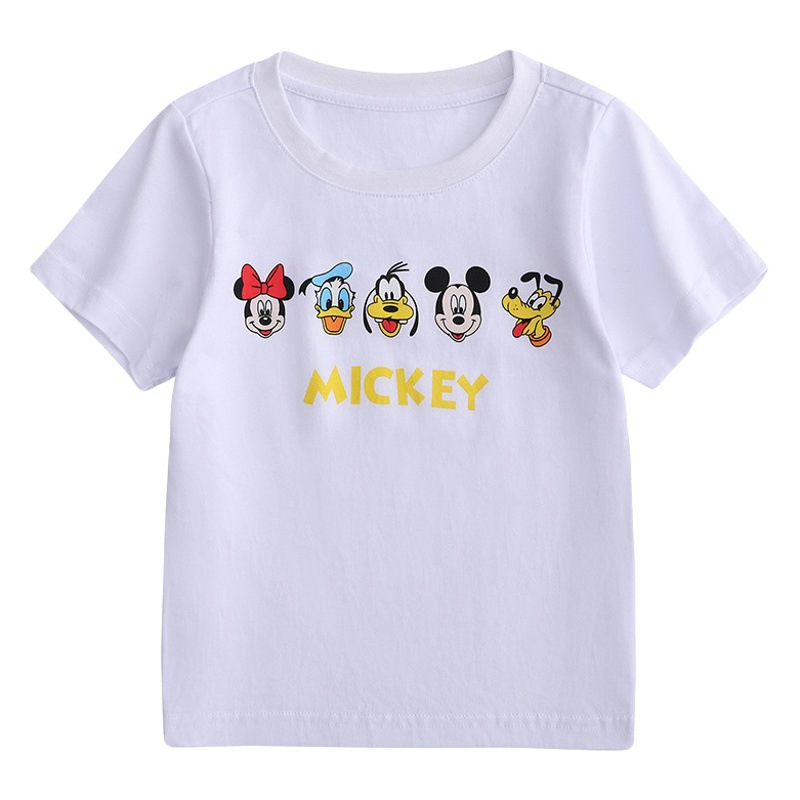 JOJO BEBE Ropa de niños europeos y americanos de verano nueva camiseta de los niños de algodón impreso cuello redondo manga corta de los niños camiseta de dibujos animados