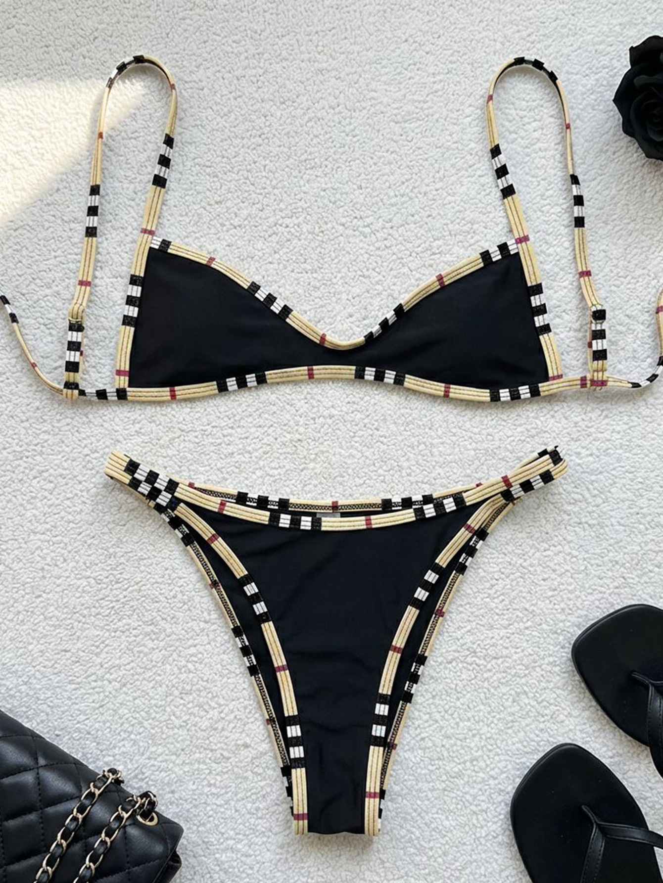 Floral Print Bikini Set, Adjustable Ties & Padded-Free Triangle Top, Low-Rise Hipster Bottoms For Women_ecoleips.com