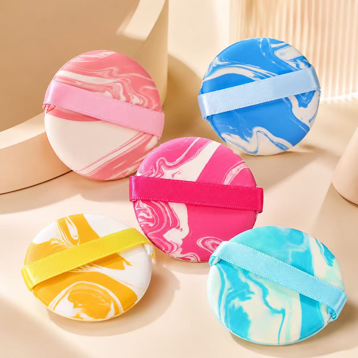 Fábrica personalizada de mármol polvo de cojín de aire super suave de alta resistencia no comer polvo seco húmedo herramientas de maquillaje de comercio exterior