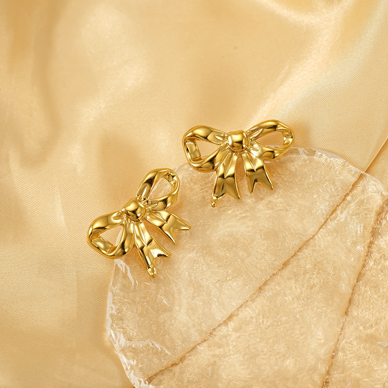 brand fashionable earrings stainless steel with bow