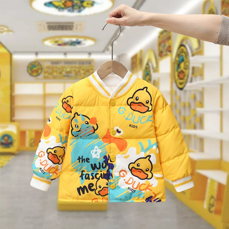 Детский пуховик Little Yellow Duck, осень и зима 2024, новая легкая зимняя куртка на белом утином пуху для мальчиков и девочек