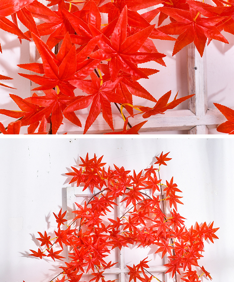 仿真红枫叶藤条,塑料树叶装饰藤蔓,吊顶假花藤条,枫叶水管道缠绕植物