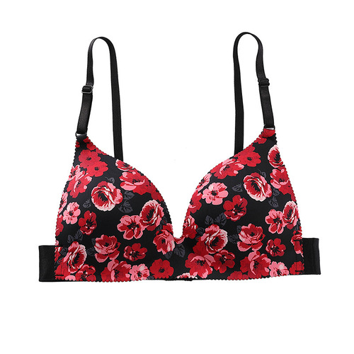 Front-button underwear women's push-up bra student Korean version sexy temptation cross back bra without rims small breasts without traces