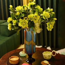 高级感中古高脚玻璃花瓶客厅水养插花艺术风灯摆件新中式装饰品