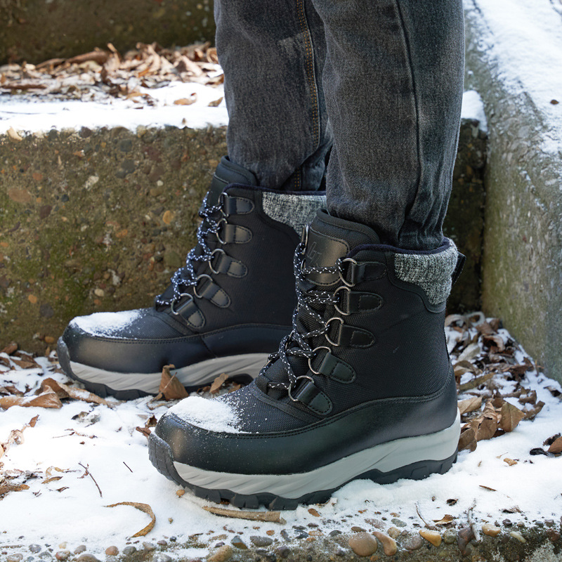 Bottes de neige pour hommes en fourrure, bottes d'extérieur imperméables et antidérapantes en laine, chaussures d'hiver rembourrées en coton chaud_voghion.com