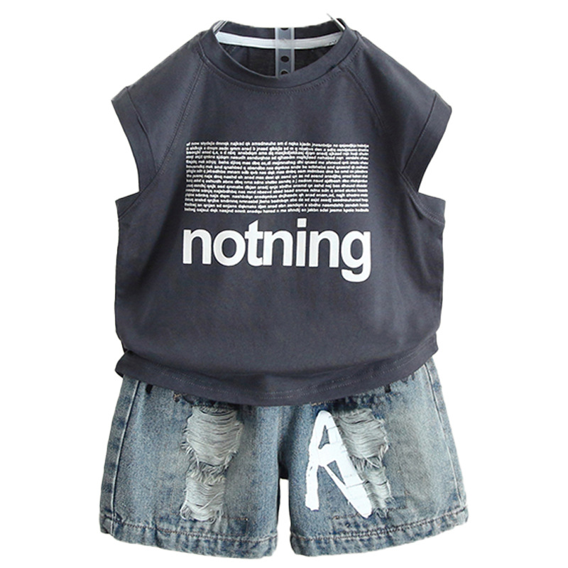 7172 Ropa para niños Traje de verano para niños 2025 Nuevo estilo Estilo occidental Chaleco sin mangas para bebés Niños guapos Verano