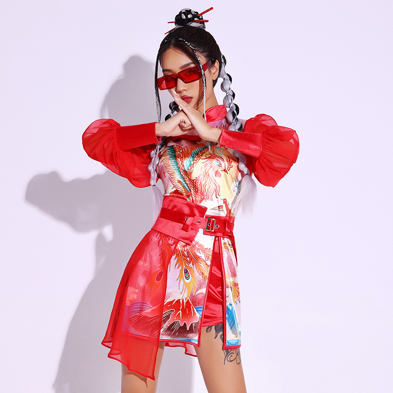 South Korea Women's Jazz Dance Costume Women's Chinese Style National Fashion Group Performance Costume Singing Costume Cheerleading Costume Skirt South Korea Women's Jazz Dance Costume Women's Chinese Style National Fashion Group Performance Costume Singing Costume Cheerleading Costume Skirt