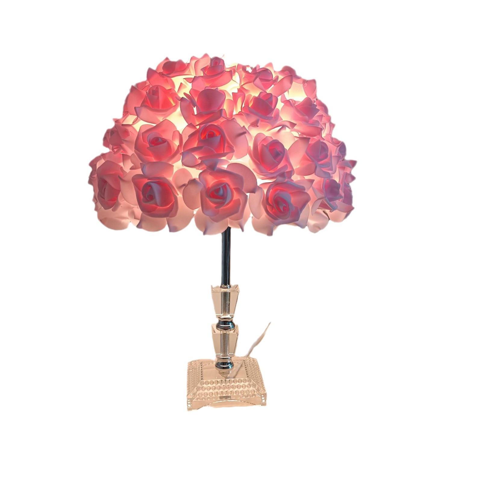 Creative underwater table lamp, fuchsia flashlight for bed, roses