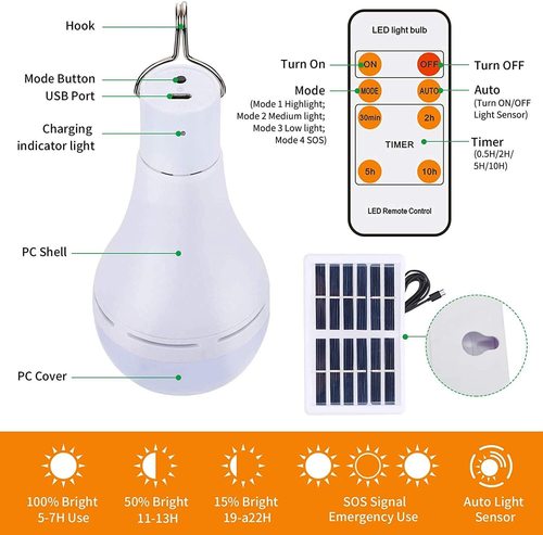 LED solar light hook light camping light night light round bulb light solar courtyard light Christmas light