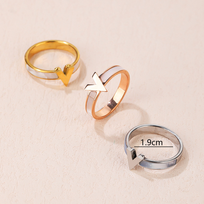 6, 9 Ring Size Basic Classic Style V Shape Titanium Steel Rings In Bulk