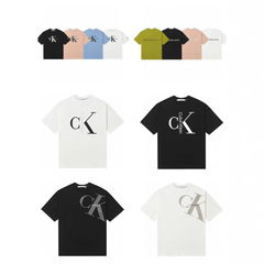 クロスボーダーCK男女同モデル夏刺繍レリーフゆったりtシャツカジュアル大きいサイズカップルプリントシンプル半袖
