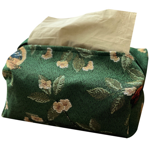 European retro style tissue paper cover tissue bag fabric tissue paper box living room jacquard tissue paper bag home desktop paper tissue bag