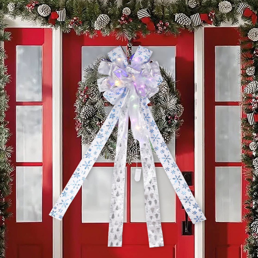 Home & Garden Luminous Christmas Bow Christmas Decoration Double Layer Bow Diy Accessories Door Decoration Pendant_voghion.com