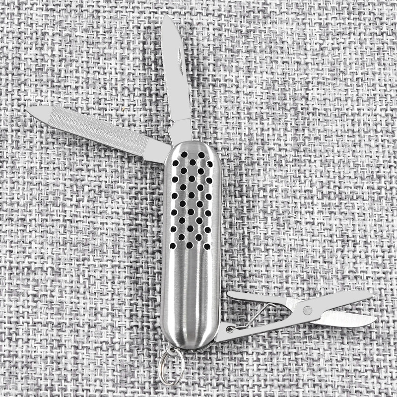 多功能刀剪刀锉刀礼品小刀麻点不锈钢多用折叠便捷三开30孔小刀
