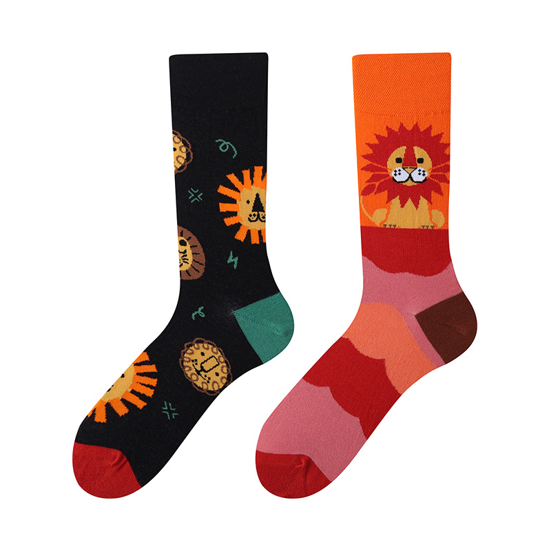 Hombres y mujeres AB diseño original asimétrico calcetines estilo callejero personalidad dibujos animados ab medias creativas calcetines de algodón