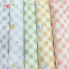 全涤数码印花面料 彩色多巴胺格子小花童装印花面料