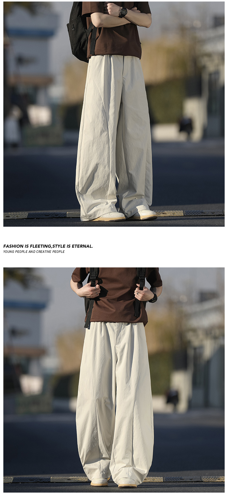 Herren Freizeithose Im American Style Mit Weitem Bein Gerade_voghion.com