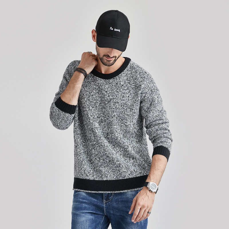 亞馬遜2021秋冬新款圓領(lǐng)針織衫男歐美跨境休閑套頭毛衣男一件代發(fā)
