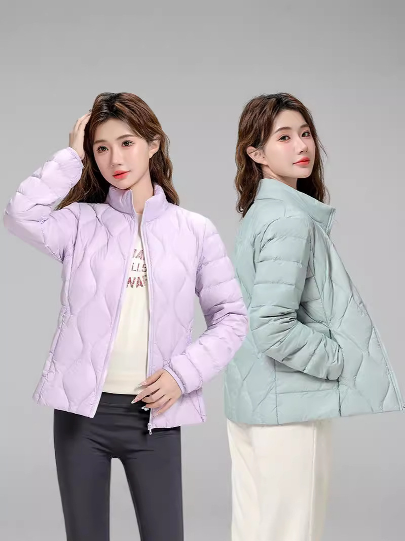 Chaqueta de plumón casual ligera de mujer moda polifacética blanca ligera caliente invierno y otoño abrigo delgado grande
