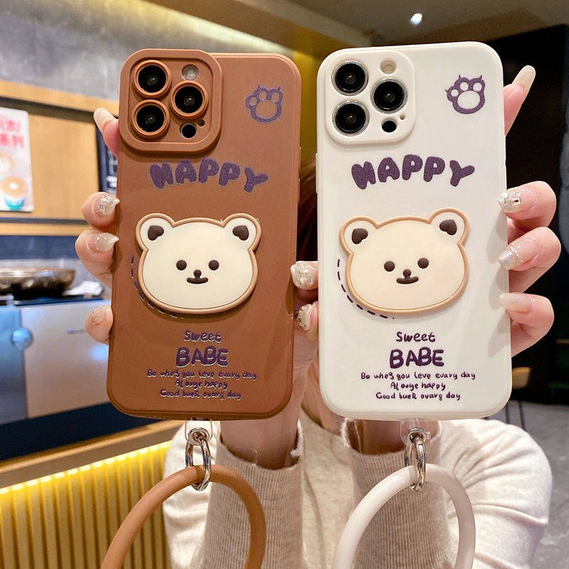 开心小熊适用OPPO Reno13外贸手机壳A3硅胶手环RealmeC67立体卡通