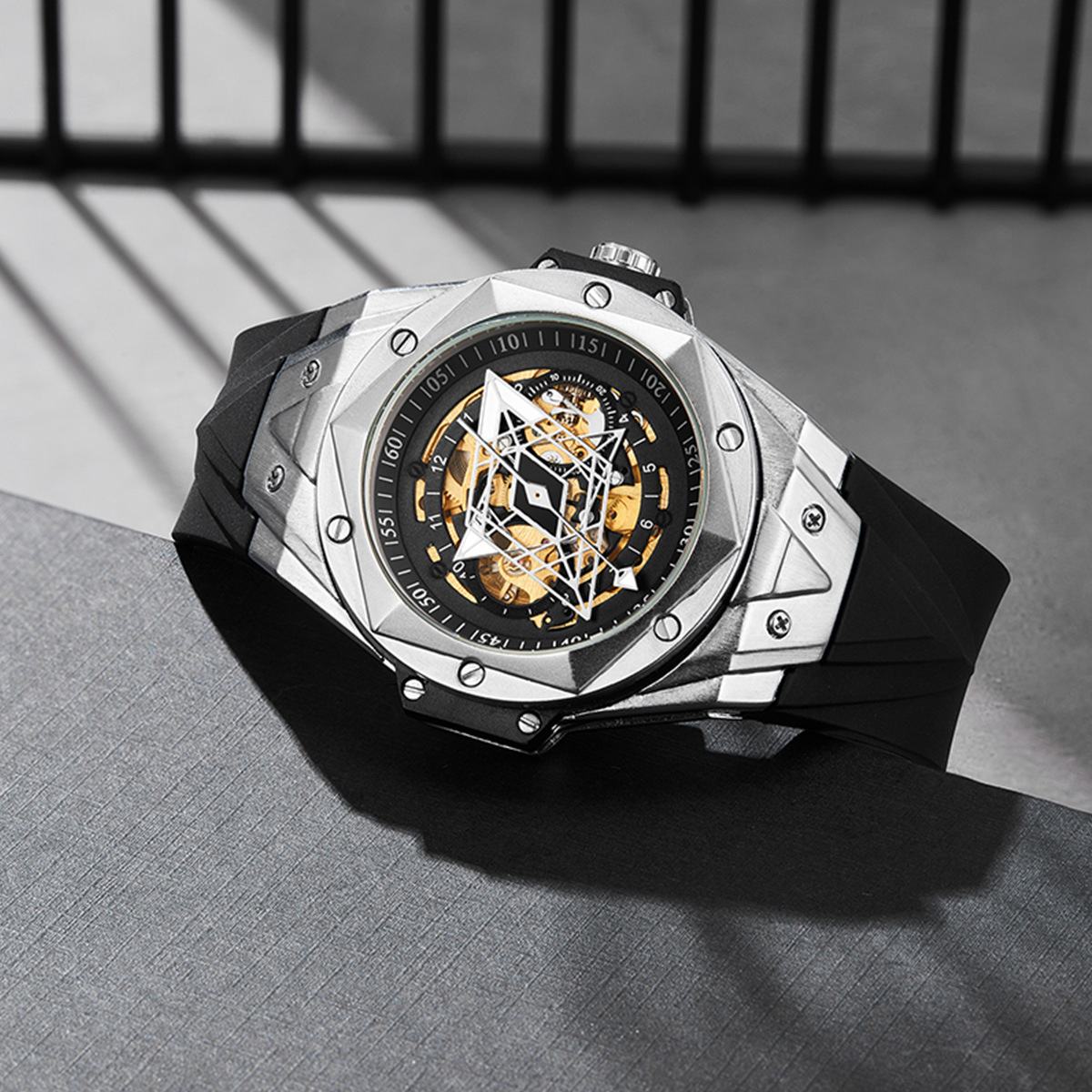 Fashion Men's Fully-Automatic Mechanical Watch Silica Gel Waterproof Trendy Stylish Sports Watch Mens Watch