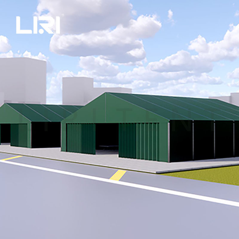 飞机移动机库直升机用临时仓库帐篷绿色无人机机库搭配电动卷闸门