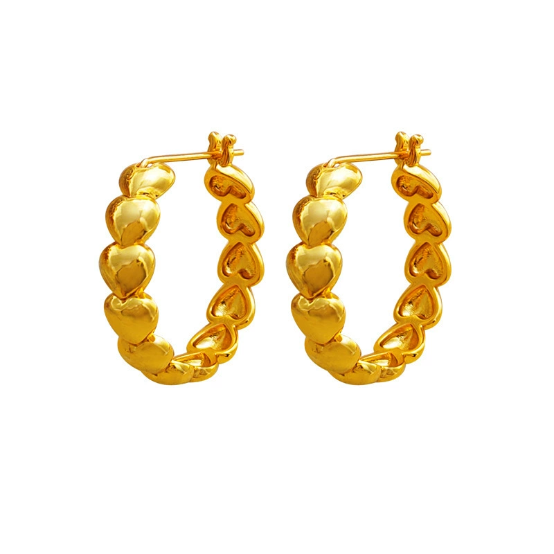 Copper retro metal earrings, simple and elegant design