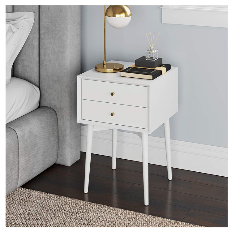 침실, 거실, 욕실용 나무 침대 옆 탁자 수납 수납 침대 옆 탁자 사이드 테이블 2단 서랍형 사이드 테이블