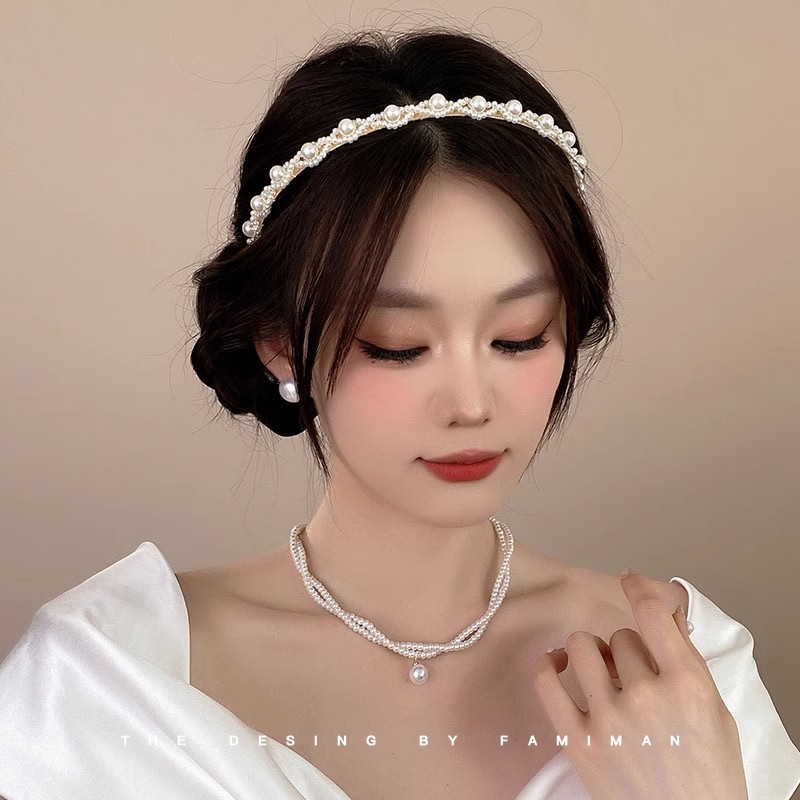 Retro francés de alto nivel sensación de perla fijación de cabello temperamento femenino de presión de cabello universal fijación de cabello no es fácil de caer tarjeta de cabello