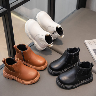 2024 Autumn and Winter New Children Martin Boots Boys Leather Boots Girls Ankle Boots British Style Fashion Single Boots Cross Border