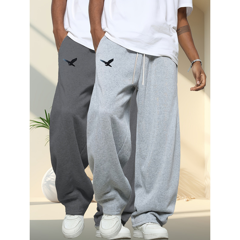 Cross-Border Foreign Trade Fashion Printed Eagle Casual Pants for Men 2025 New Style Loose Straight-Leg Sports Sweatpants Wholesale in Stock Cross-Border Foreign Trade Fashion Printed Eagle Casual Pants for Men 2025 New Style Loose Straight-Leg Sports Sweatpants Wholesale in Stock